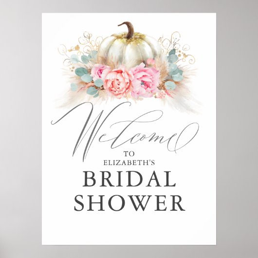 Voor elke partij - Poster pompoen roze bloemen (Voorkant)