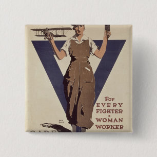Voor elke vechtster een vrouw vierkante button 5,1 cm