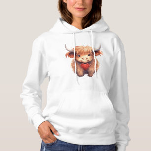 Voor en achter. Cute Highland Koe. Hoodie