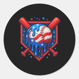 (voor en achter) Honkbal Drip Ice Cream 4th of Ju Ronde Sticker