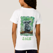 Voor en achter Koala Beer Verjaardagsmeisje T-shirt (Achterkant)