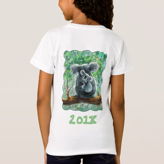 Voor en achter Koala Beer Verjaardagsmeisje T-shirt (Achterkant)
