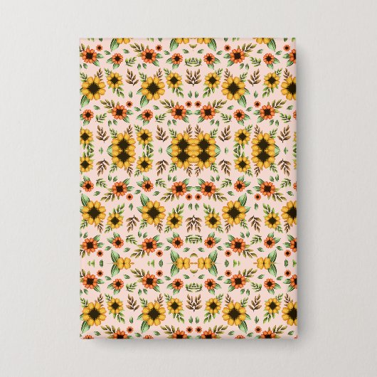 Voor- en achteraanzicht van een bloempatroon button (Voorkant)