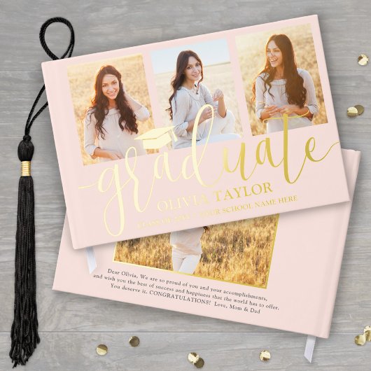 Voor- en achterfoto's Afstuderen Blush Pink Keepsa Gastenboek