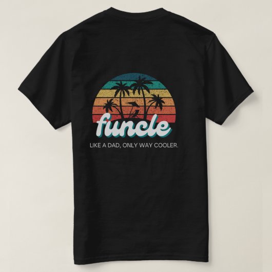 voor- en achterFUNCLE grappige oom retro T-shirt (Design achterkant)