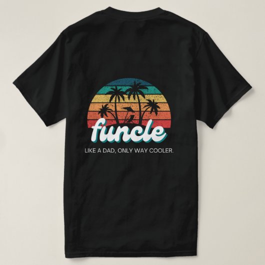 voor- en achterFUNCLE grappige oom retro  T-shirt (Design achterkant)