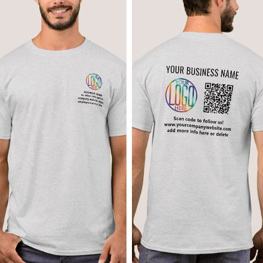 Voor- en achterkant Bedrijfslogo en QR-code bedruk T-shirt