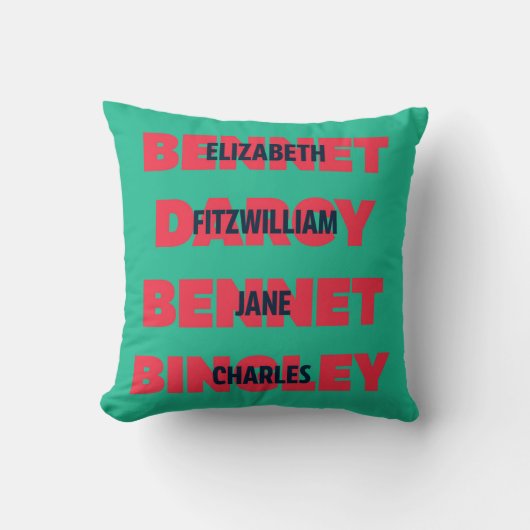 Voor- en achternamen van Pride & Prejudice-persona Kussen (Voorkant)