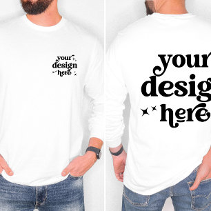 Voor- en achterontwerp Custom Logo met lange mouwe T-shirt