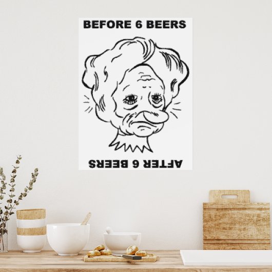 Voor en na 6 bier poster (Keuken)