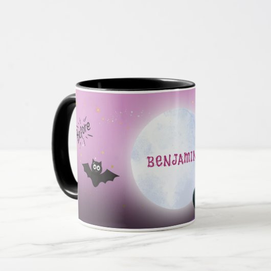 Voor en na Bat to Vampire Halloween Mok (Voorkant links)