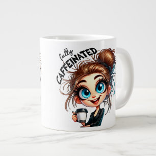 Voor en na cafeïne - Sarcastisch Grumpy Grote Koffiekop