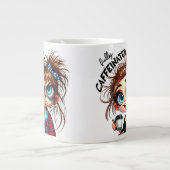 Voor en na cafeïne - Sarcastisch Grumpy Grote Koffiekop (Voorkant)