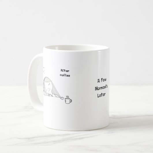 Voor en na de koffie Funny Lazy Day Doodle Koffiemok (Voorkant links)