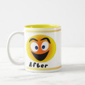 Vóór en na de koffie tweekleurige koffiemok (Links)