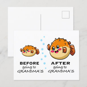 Voor en na grootma Funny Nana Briefkaart