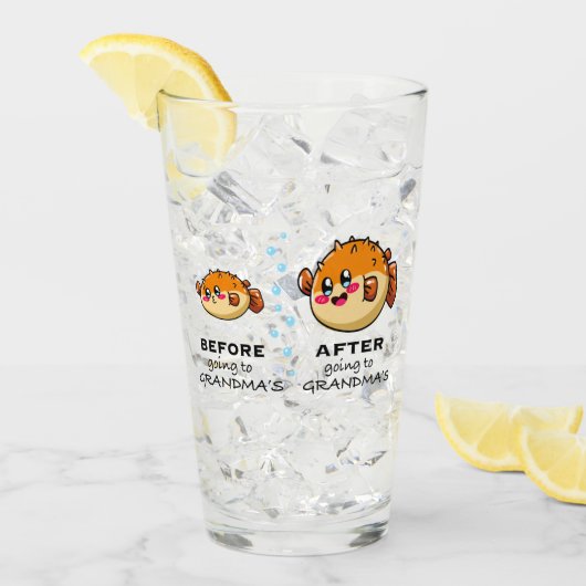 Voor en na grootma Funny Nana Glas (Voorkant ijs)