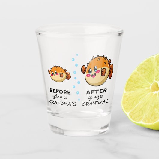 Voor en na grootma Funny Nana Shot Glas (Voorkant)