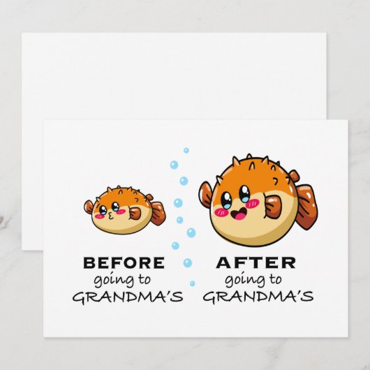 Voor en Na het Gaan Naar Oma Grappige Nana Feestdagenkaart (Voorkant / Achterkant)