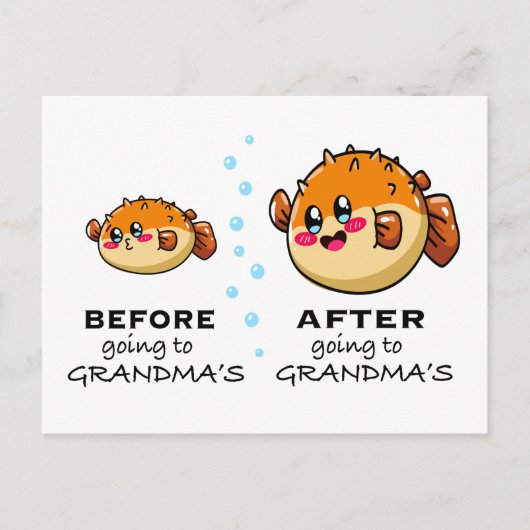 Voor en Na het Gaan Naar Oma Grappige Oma Briefkaart (Voorkant)