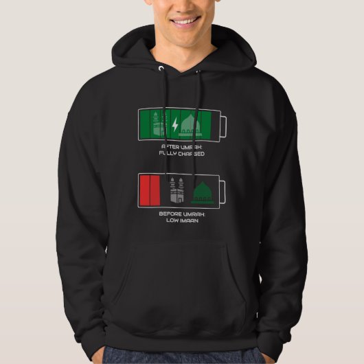 Voor en na Umrah Imaan opladen Hoodie (Voorkant)