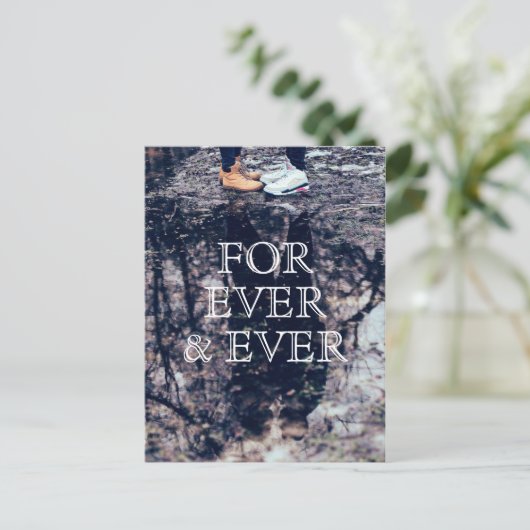 Voor Ever en Ever het Witte Berichten van de Tekst Aankondigingskaart (Staand voorkant)