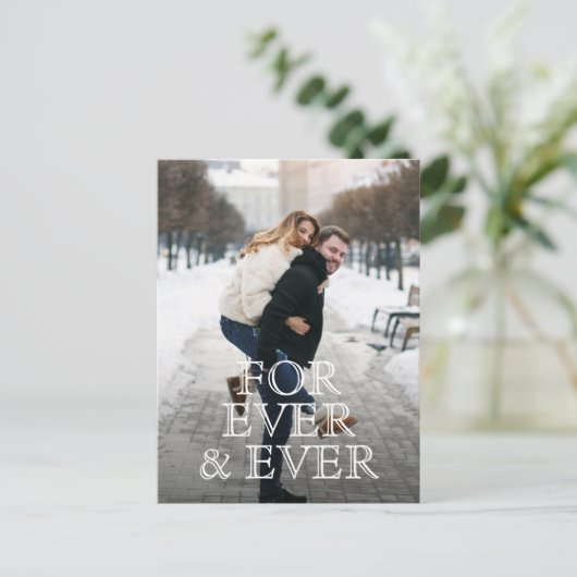 Voor Ever en Ever het Witte Berichten van de Tekst Aankondigingskaart (Staand voorkant)