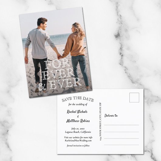 Voor Ever en Ever het Witte Berichten van de Tekst Aankondigingskaart