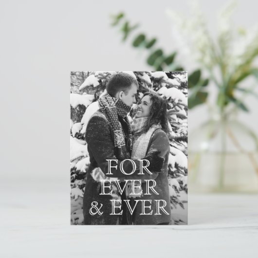 Voor Ever en Ever het Witte Berichten van de Tekst Aankondigingskaart (Staand voorkant)