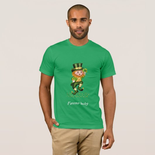 Voor ever Lucky Green Gnome St Patrick's Day T-shirt (Voorkant volledig)