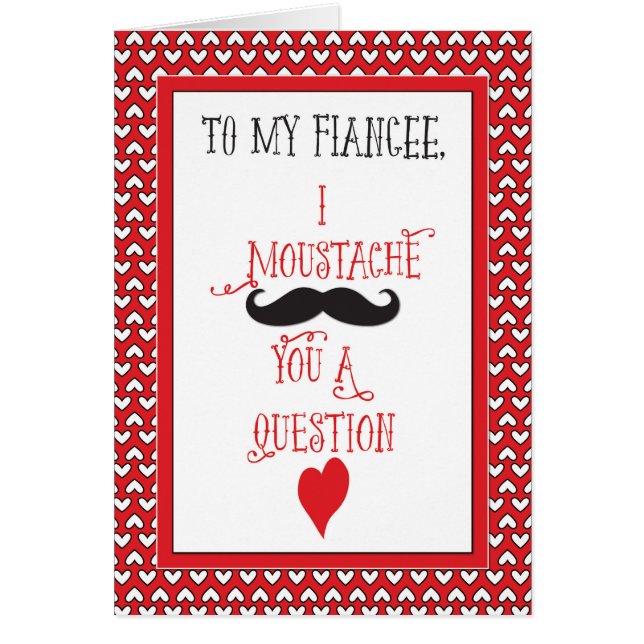 Voor Fiancee Mustache Valentijnsdag Red Hearts (Voorkant)