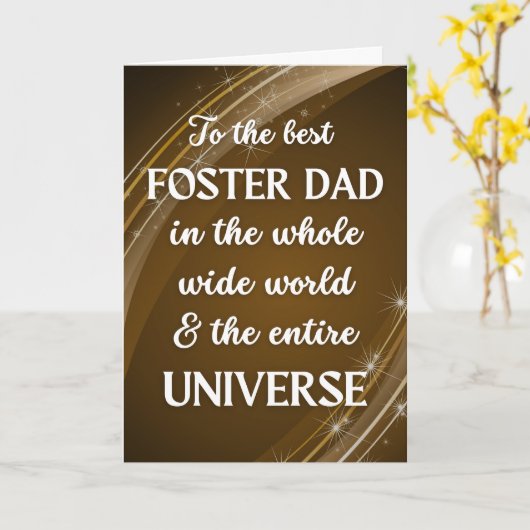 Voor Foster Dad Vaderdag Universe Theme Kaart (Gele Bloem)