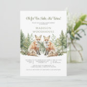 Voor Fox Sake is het Twins Baby shower Invitation Kaart (Staand voorkant)