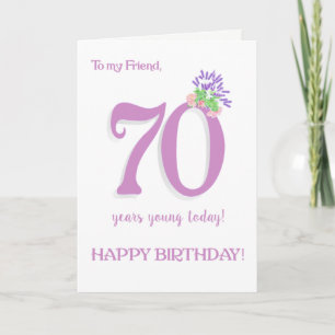 Voor Friend 70th Birthday Lavender and Rozen Card Kaart