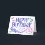 Voor Friend Birthday Pink en Blue Periwinkles Kaar Feestdagen Kaart<br><div class="desc">Een zeer , bloederige verjaardagskaart voor je vriend, met Periwinkle bloemen in purplish blauw die door lavender blauw tot roze gaan. De voorste cover groet is 'Happy Birthday' in grote letters, gevuld met patronen van mijn 'Periwinkle Patch'-collectie en 'naar een zeer speciale vriend'. De grote periwinkles in de linkerbenedenhoek rekt...</div>
