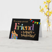 Voor Friend Chic Candles, Bunting Birthday Card Kaart (Gele Bloem)