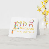 Voor Friend Eid Mubarak Lantern Moon Stars Kaart (Gele Bloem)