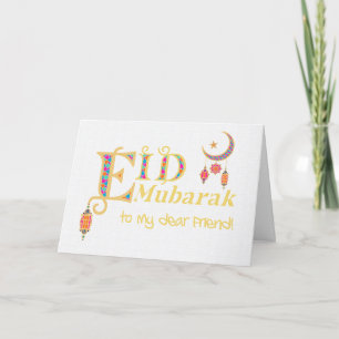 Voor Friend Eid Mubarak Lantern Moon Stars Kaart