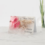 Voor Friend, Happy Birthday rozen en parels Kaart<br><div class="desc">Zeg Happy Birthday met elegante rozen en parels.</div>