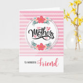 voor Friend Moederdag Roze Bontanical Stripes Kaart (Gele Bloem)