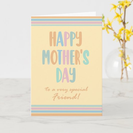 Voor Friend Moederdag Stripes en Typografie Kaart (Gele Bloem)