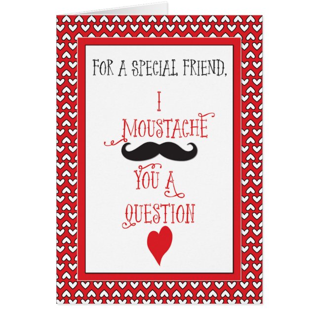 Voor Friend Mustache Valentijnsdag Red Hearts (Voorkant)