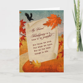 voor Friend Sentimental Autumn Path Thanksgiving Feestdagen Kaart