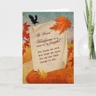 voor Friend Sentimental Autumn Path Thanksgiving Feestdagen Kaart