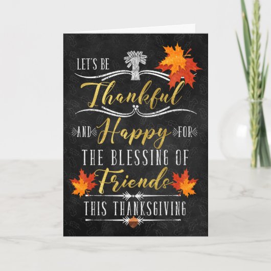 voor Friend Thanksgiving Blessings Chalkboard Feestdagen Kaart (Voorkant)