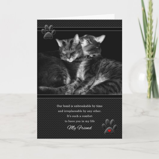 voor Friend's Birthday Cat Lover met Red Heart Kaart (Voorkant)