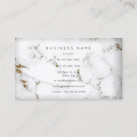 Voor Gaayu Golden White Grey Marble Vip Visitekaartje (Achterkant)
