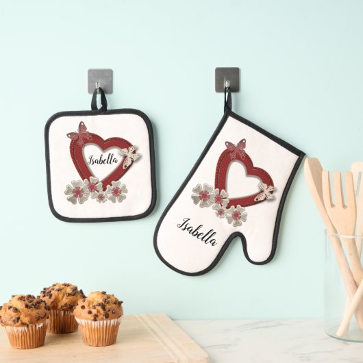 Voor geliefden, liefde ovenwant & pannenlap set (Insitu(Ophanging))
