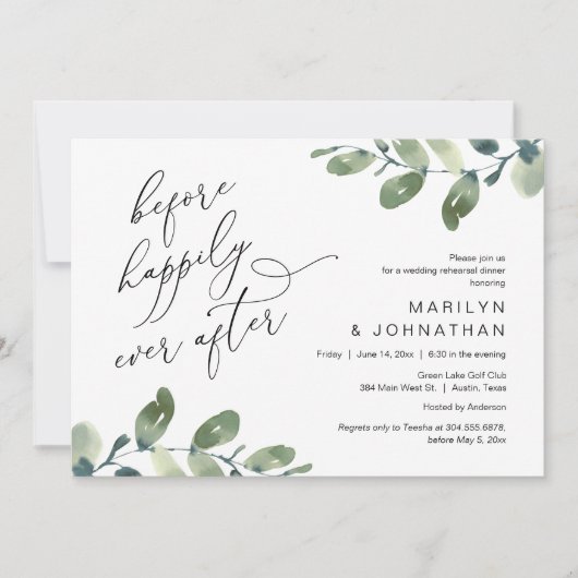 Voor gelukkig Ooit na het eten van de repetitie va Kaart (Voorkant)