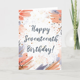Voor Girl 17th Birthday Paint Strokes Kaart